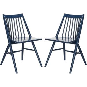 Safavieh Home Collection Wren Grey 19-inch Spindle Dining Chair (Set of 2)(Navy)