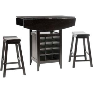 Safavieh Home Emeric Dark Espresso and Black Oak 3-piece Drop Leaf Table Storage -Rack -Pub -Set(Espresso)