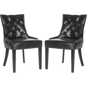 Safavieh Home Harlow Emerald Green Velvet Tufted Ring Chair, Set of 2(Black)