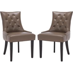 Safavieh Home Harlow Emerald Green Velvet Tufted Ring Chair, Set of 2(Clay)