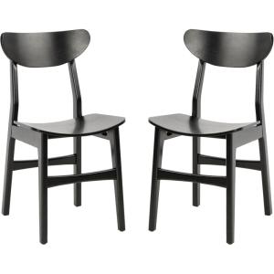 Safavieh Home Lucca Retro Natural Dining Chair, Set of 2, Wood(Black)