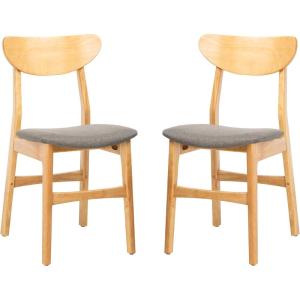 Safavieh Home Lucca Retro Natural Dining Chair, Set of 2, Wood(Natural / Grey)