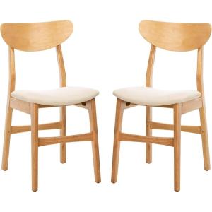 Safavieh Home Lucca Retro Natural Dining Chair, Set of 2, Wood(Natural / White)