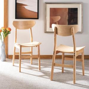 Safavieh Home Lucca Retro Natural Dining Chair, Set of 2, Wood(Natural)