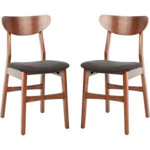 Safavieh Home Lucca Retro Natural Dining Chair, Set of 2, Wood(Walnut / Black)