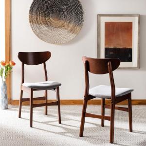 Safavieh Home Lucca Retro Natural Dining Chair, Set of 2, Wood(Walnut / Grey)