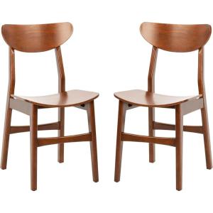 Safavieh Home Lucca Retro Natural Dining Chair, Set of 2, Wood(Walnut)