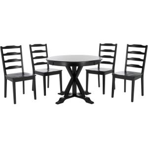 Safavieh Home Shay White and Natural 5-piece Dining Set(Black)
