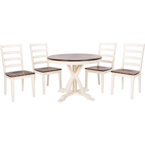 Safavieh Home Shay White and Natural 5-piece Dining Set(White/Natural Acacia)