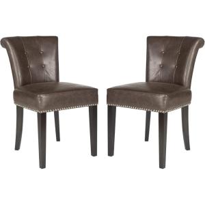Safavieh Mercer Collection Carol Charcoal Linen Ring Dining Chair(Antique Brown)