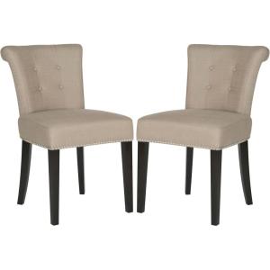 Safavieh Mercer Collection Carol Charcoal Linen Ring Dining Chair(Oyster Grey)