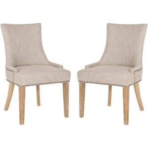 Safavieh Mercer Collection Lester Dining Chairs, Zebra Grey, Set of 2(Birch)