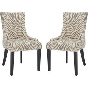 Safavieh Mercer Collection Lester Dining Chairs, Zebra Grey, Set of 2(Grey)