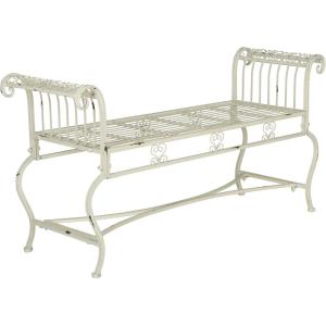 Safavieh Outdoor Collection Brielle Victorian Antique Blue Bench(Antique White)