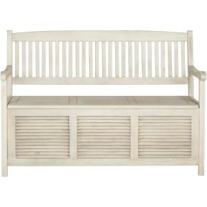 Safavieh Outdoor Collection Brisbane Grey Storage Bench(Distressed/White)