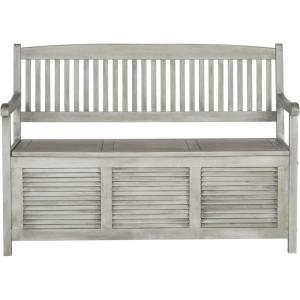 Safavieh Outdoor Collection Brisbane Grey Storage Bench(Grey)