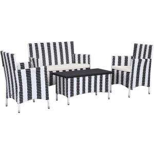 Safavieh Outdoor Collection Figueroa Black and White 4-Piece Patio Set(Black / White)