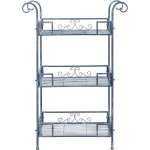 Safavieh Outdoor Collection Noreen Antique White 3 Tier Shelf(Mossy Blue)