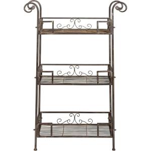 Safavieh Outdoor Collection Noreen Antique White 3 Tier Shelf(Rustic Brown)