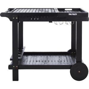 Safavieh -Outdoor Collection Orland Natural Wood Tea Trolley Cart(Black)