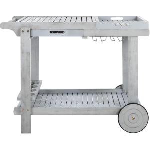 Safavieh -Outdoor Collection Orland Natural Wood Tea Trolley Cart(Grey)
