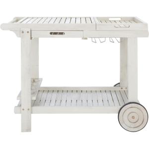 Safavieh -Outdoor Collection Orland Natural Wood Tea Trolley Cart(White)