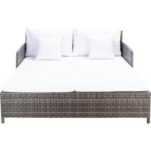 Safavieh Outdoor Collection PAT7500 Daybed, Black/Light Grey(Grey Brown/White)