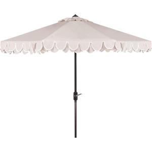 Safavieh Outdoor Elegant Valance 11-Foot Round UV Protected Umbrella(Beige/White)