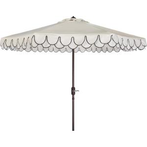 Safavieh Outdoor Elegant Valance 11-Foot Round UV Protected Umbrella(White/Black)
