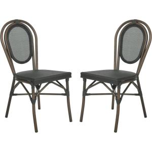 Safavieh Outdoor Living Collection Ebsen Wicker Side Chairs, Black, Set of 2