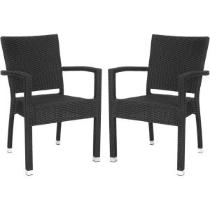 Safavieh Outdoor Living Collection Kelda Wicker Arm Chairs(Black)