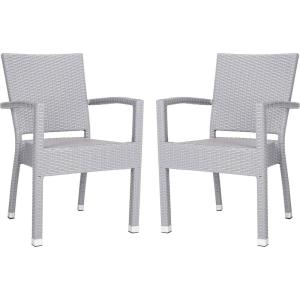 Safavieh Outdoor Living Collection Kelda Wicker Arm Chairs(Grey)