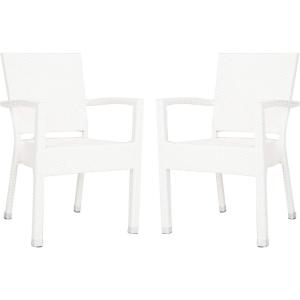 Safavieh Outdoor Living Collection Kelda Wicker Arm Chairs(White)