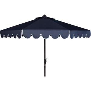 Safavieh Outdoor Venice 11-Foot Round Crank UV Protected Umbrella(Navy/White)