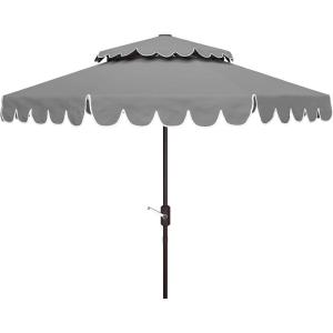 Safavieh Outdoor Venice 9-Foot Round Double Top Crank UV Protected Umbrella(Gray)