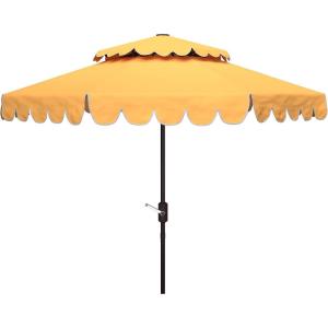 Safavieh Outdoor Venice 9-Foot Round Double Top Crank UV Protected Umbrella(Yellow)