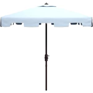 Safavieh Outdoor Zimmerman White 7’6″ Square Market UV Protected Umbrella(Baby Blue/White)