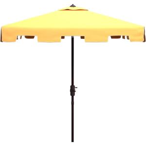 Safavieh Outdoor Zimmerman White 7’6″ Square Market UV Protected Umbrella(Yellow/White)