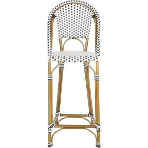 Safavieh PAT4038C Outdoor Collection Zaid White Stackable 30-inch Bar Stool(Black/White)