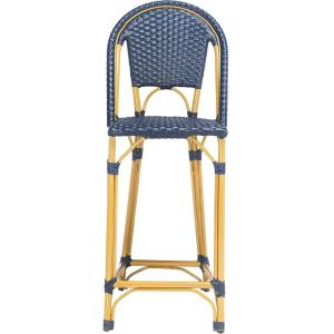 Safavieh PAT4038C Outdoor Collection Zaid White Stackable 30-inch Bar Stool(Navy)