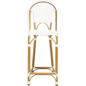 Safavieh PAT4038C Outdoor Collection Zaid White Stackable 30-inch Bar Stool(White)