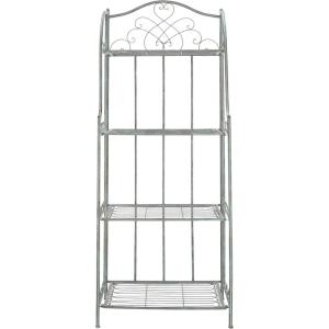 Safavieh PAT5014A Collection Amaris Rusty Orange Wrought Iron 4 Tier Outdoor Bakers Rack Shelve(Antique Dark Green)