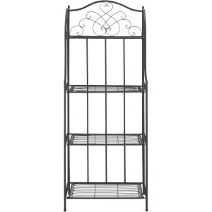 Safavieh PAT5014A Collection Amaris Rusty Orange Wrought Iron 4 Tier Outdoor Bakers Rack Shelve(Black)