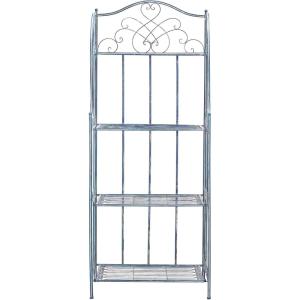 Safavieh PAT5014A Collection Amaris Rusty Orange Wrought Iron 4 Tier Outdoor Bakers Rack Shelve(Mossy Blue)
