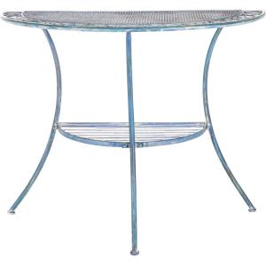 Safavieh PAT5027A Outdoor Collection Genson Pearl White End Table(Mossy Blue)