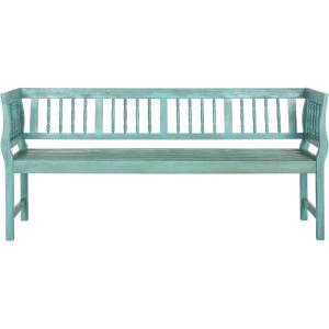 Safavieh PAT6732A Outdoor Collection Brentwood Bench(Beach House Blue / Beige)