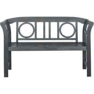 Safavieh PAT6743K Outdoor Collection Moorpark Grey 2 Seat Bench, Dark Slate Gray(Ash Grey)