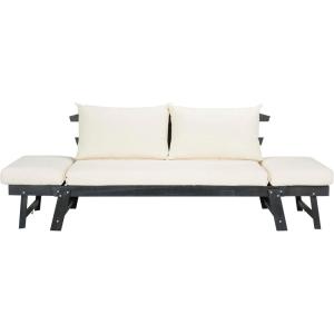 Safavieh PAT6745A Outdoor Collection Tandra Grey Modern Contemporary Daybed Day Bed(Dark Slate Gray / Beige)