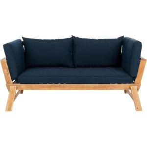 Safavieh PAT6745A Outdoor Collection Tandra Grey Modern Contemporary Daybed Day Bed(Natural / Navy)