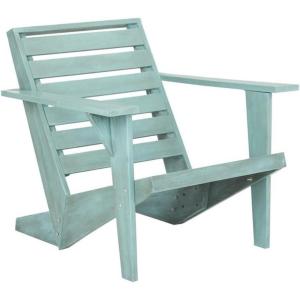 Safavieh PAT6746A Outdoor Collection Lanty Teak Adirondack Side Chair(Oriental Blue)